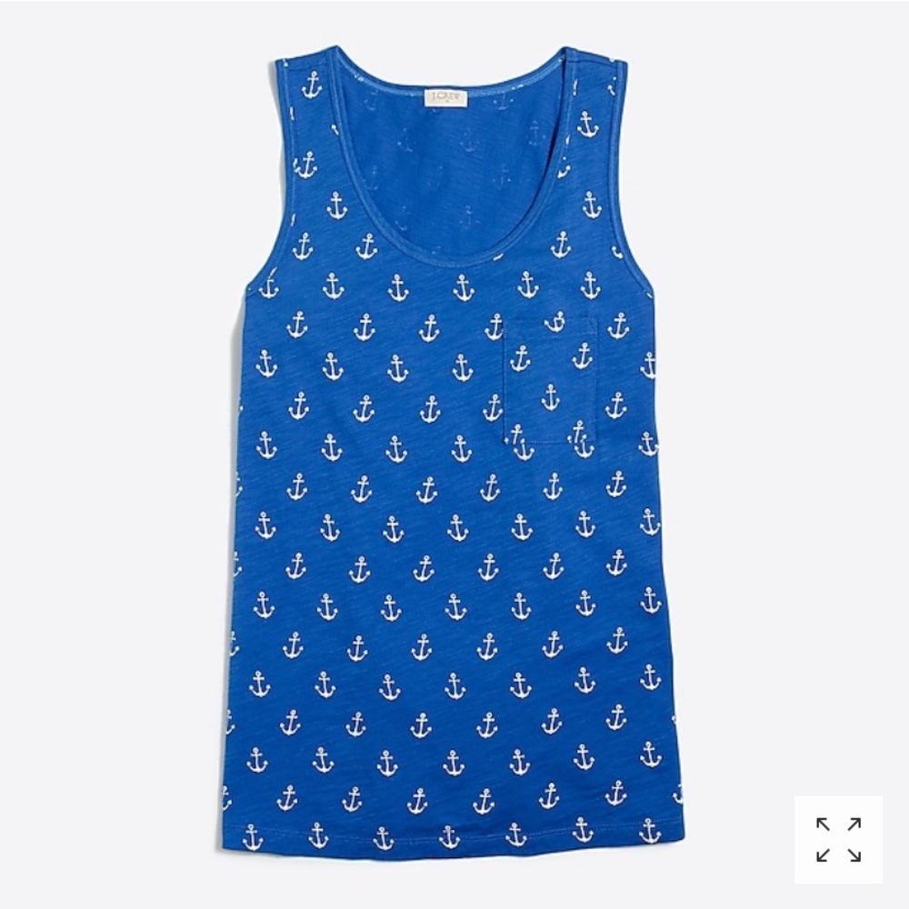 J. Crew Factory Blue Printed Anchor Tank Top M NWT